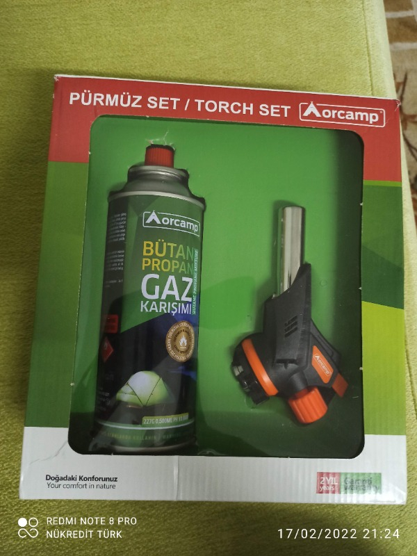 Orcamp Kamp Kartuş Tüp 227gr + Çakmaklı Pürmüz Set Orgaz - Kts227 + Cx-500