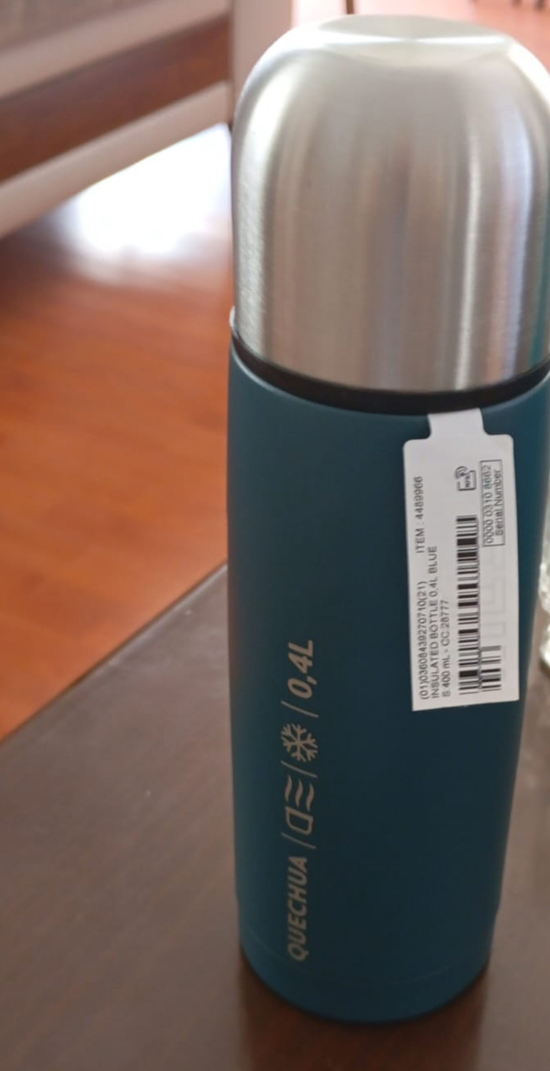 Decathlon Quechua Paslanmaz Çelik Doğa Yürüyüşü Termosu - 0,4 Litre - Mavi