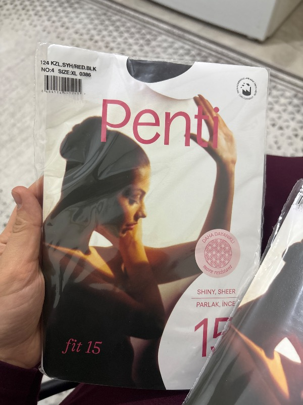 Penti Fit 15 Kızıl Siyah Külotlu Çorap
