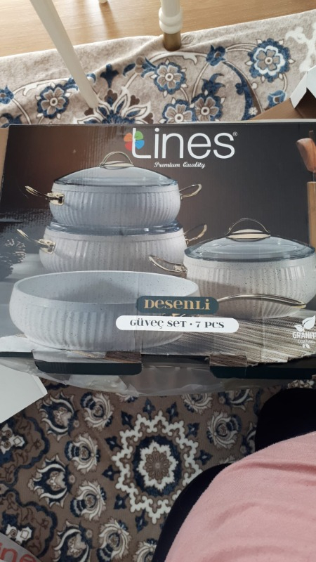 Lines Maya 7 Parça Granit Desenli Tencere Seti