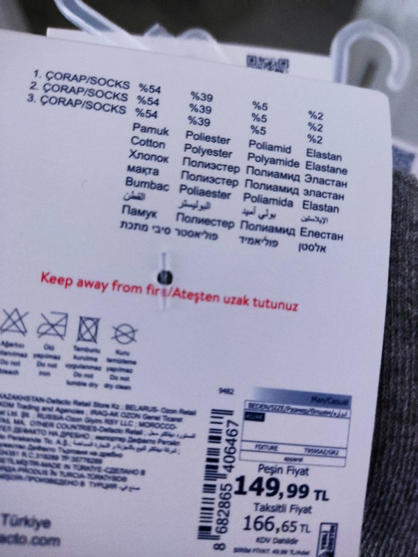 DeFacto Erkek Pamuklu 3'lü Uzun Çorap T9595AZNS