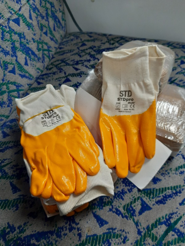 Beybi Eldiven - Pamuk Nitril (KN2)(10 Beden, 12 Çift Paket, Sarı Beyaz)