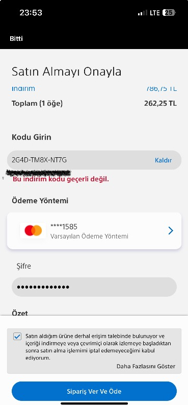 Sony Play Station Store 250 Tl Hediye Kartı