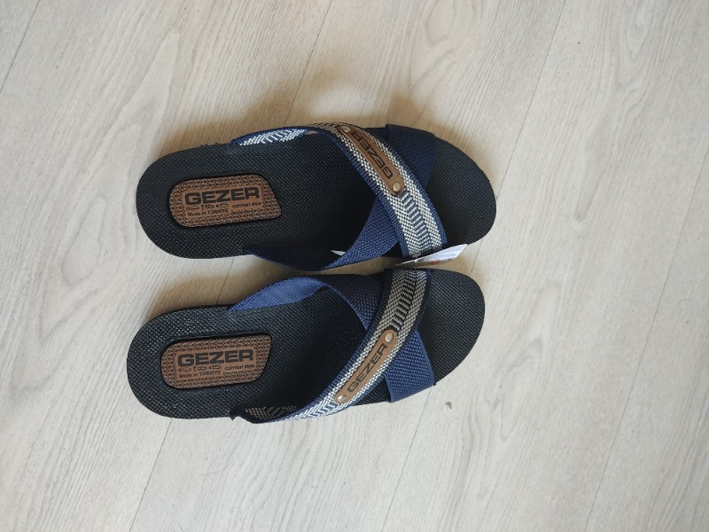 Gezer 10489 Lacivert Gri Anatomik Erkek Terlik