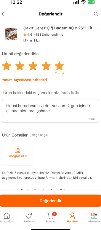 Çakır Çerez Çiğ Badem 40 x 25'li Fit Paket
