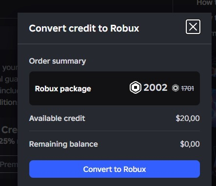 Roblox 2000 Robux 25 Usd