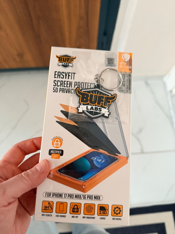 Buff iPhone 17 Pro Max/16 Pro Max 5d Privacy Easyfit 2 Adet Ekran Koruyucu
