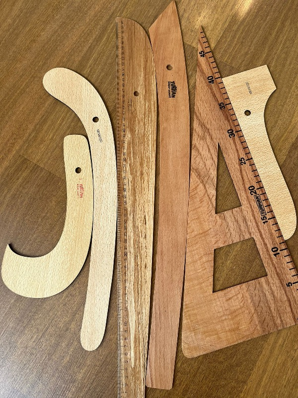 Tokia Terzi-Modelist-Tekstil 6 Parça Ahşap Cetvel Riga Gönye Takımı