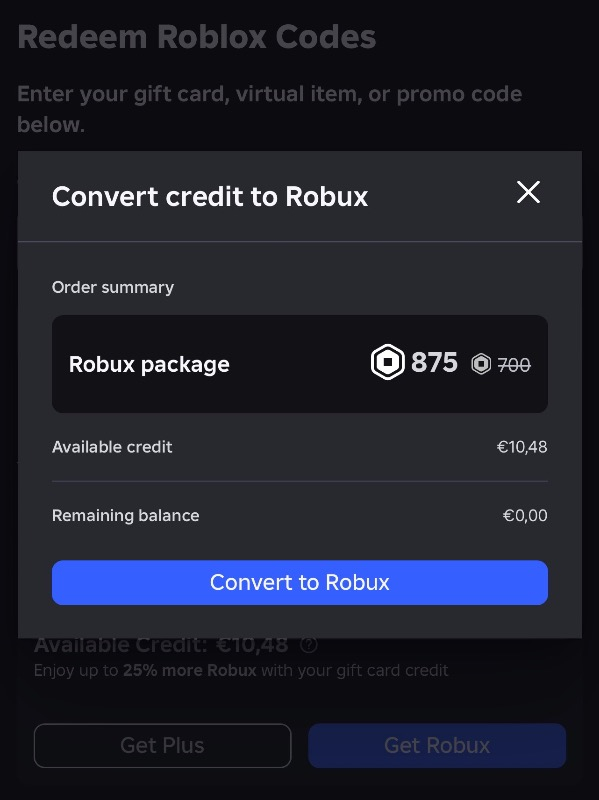 Roblox 1200 Robux