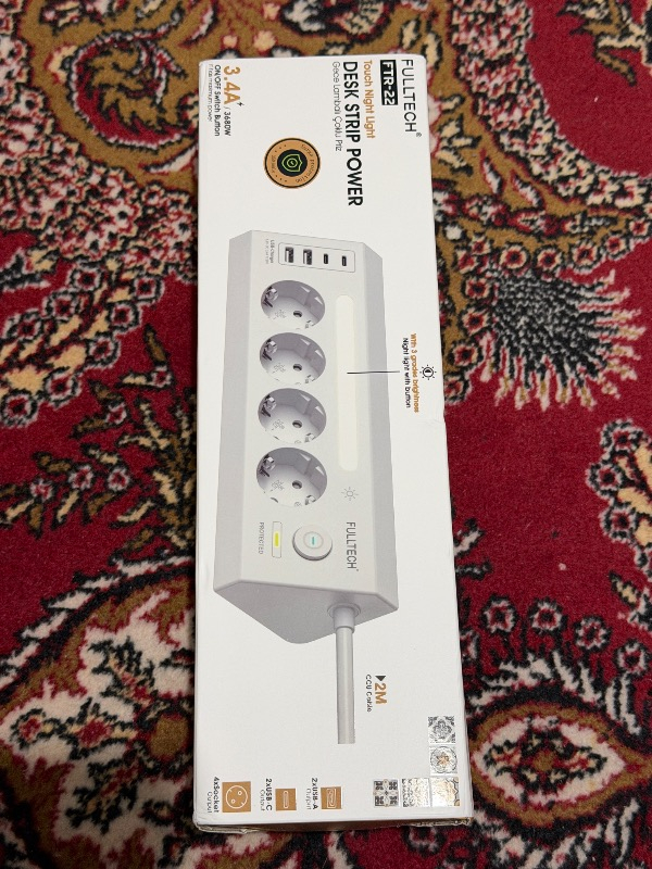Fulltech Ftr-22 Gece Lambalı Akım Korumalı Çoklu Priz - Beyaz