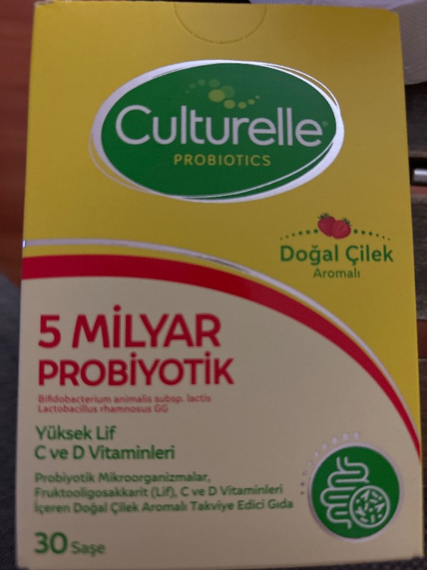 Culturelle Probiyotik 30 Saşe, 5 Milyar Probiyotik, C ve D Vitamini, Yüksek Lif, Doğal Çilek Aromalı, Çocuk ve Yetişkin, Kolay kullanım