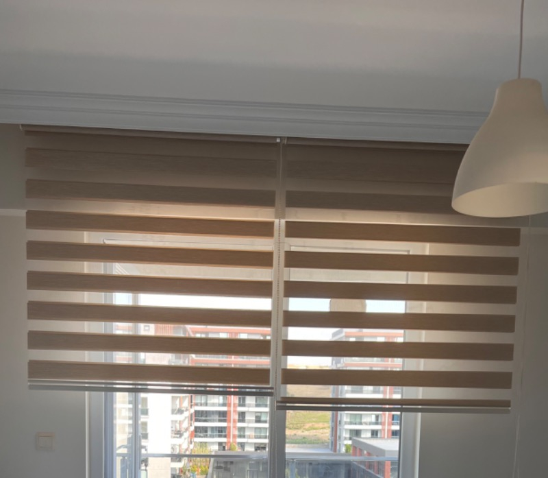 Asyhome Krem Bambu Zebra Perde