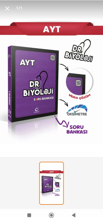 Oksijen Yayınları Dr Biyoloji Ayt Soru Bankası 256 Sayfa Üniversite Hazırlık TYT & AYT & KPSS İçin Konu Anlatımlı