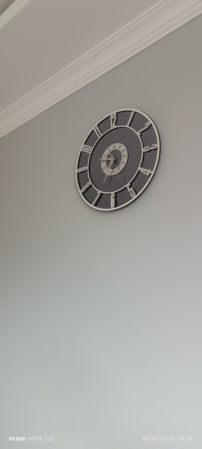 Elazer Tasarım Gerçek Ayna Duvar Saati 40 cm Yuvarlak Modern Tasarım Gümüş Renkli Şık ve Sessiz Mekanizma