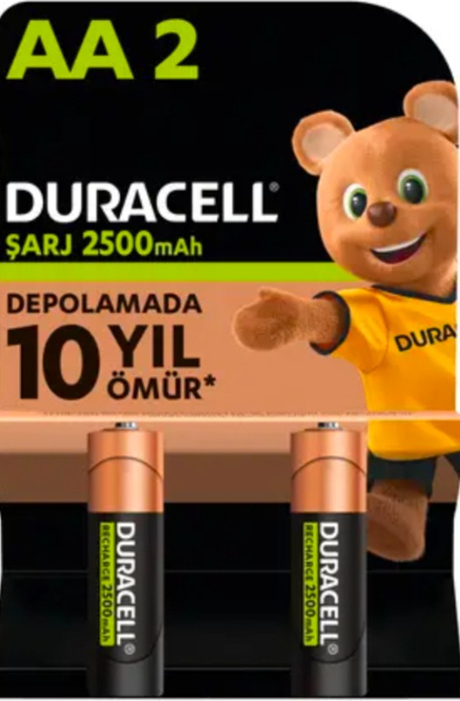 Duracell AA Şarjlı 2500 mA Pil 2'li