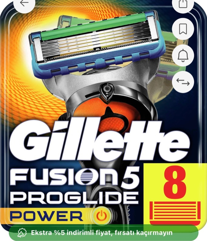 Gillette Fusion ProGlide Power 8'li Yedek Tıraş Bıçağı Karton Paket