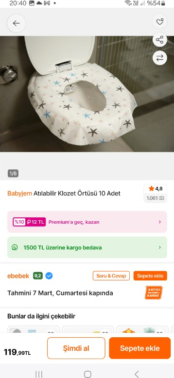 Babyjem Atılabilir Klozet Örtüsü 10 Adet