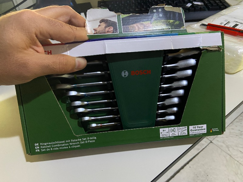 Bosch 8 Parça Cırcırlı Kombine Anahtar Seti Krom Vanadyum Çelik ile Profesyonel Kalite