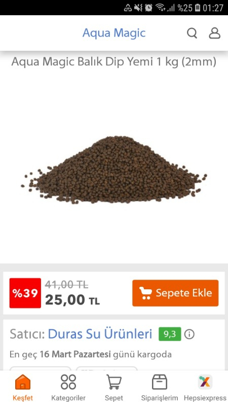 Aqua Magic Balık Dip Yemi 1 kg (2mm)