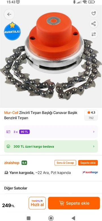 Zincirli Tırpan Başlığı Canavar Başlık Benzinli Tırpan