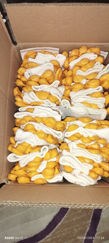Beybi Eldiven - Pamuk Nitril (KN2)(10 Beden, 12 Çift Paket, Sarı Beyaz)