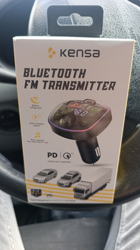 Kensa Bluetooth Araç Çakmaklık FM Transmitter | 48W PD Hızlı Şarj | Çift Mikrofon | Araç Şarj Cihazı