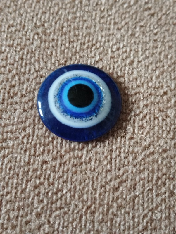 İğne İzi Simli Nazar Boncuğu 20 mm (50 Adet )