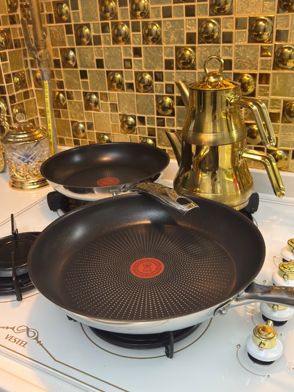 Tefal Duetto Kızartma Tavası Seti 28 cm Titanyum Kaplama Açık Gri Malzeme ile 3 Parça