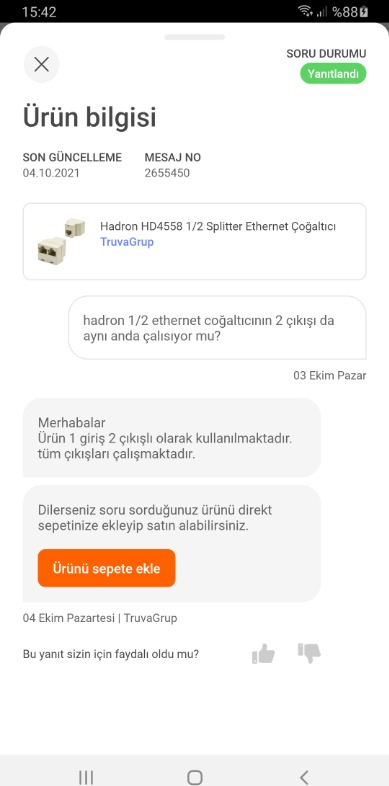 Hadron HD4558 1/2 Splitter Ethernet Çoğaltıcı