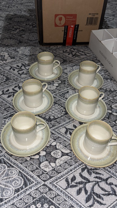 Madame Coco Ramona 6 Kişilik Kahve Fincan Seti - Krem/toprak
