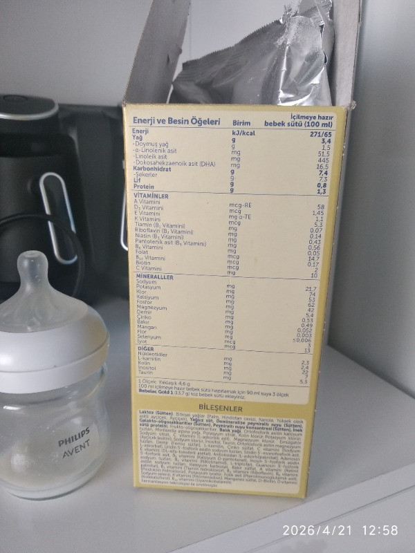 Bebelac Gold 1 Bebek Sütü 800 Gr 0-6 Ay İçin Sütlü Ek Gıda Doğal İçeriklerle Destekleyici