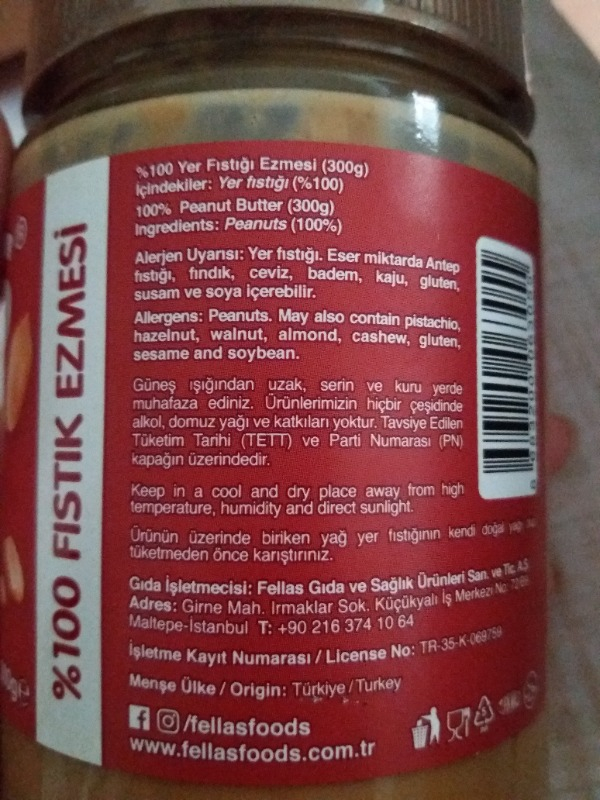Fellas %100 Fıstık Ezmesi 300g