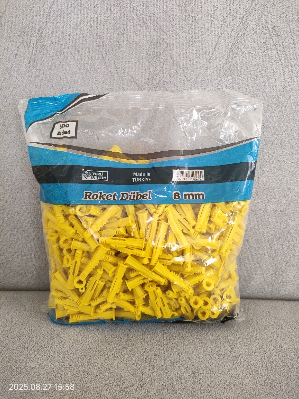 Tok Pazar Sarı Roket Dübel 8mm 500ADET