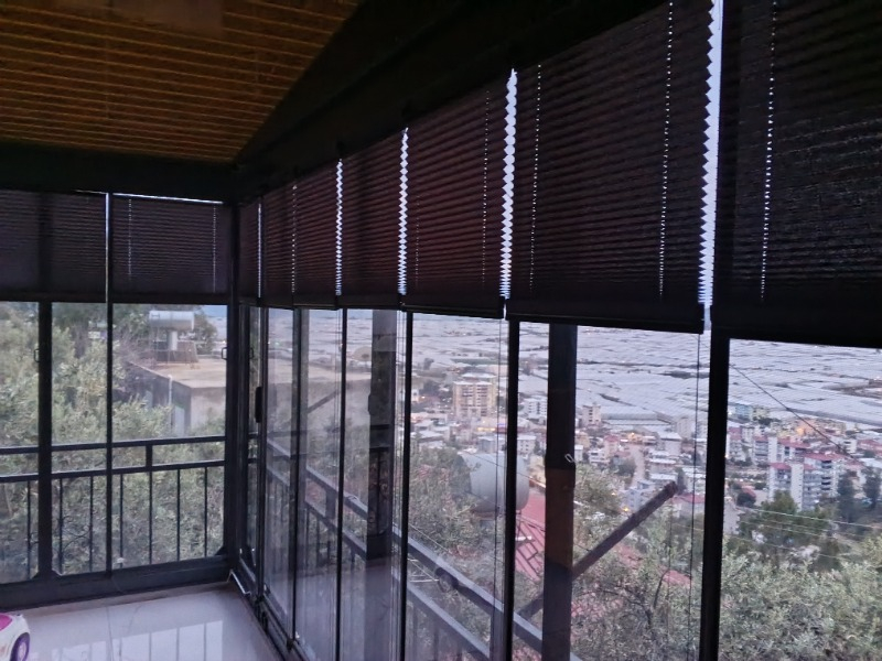Plised Home Katlanabilir Cam Balkon Plise Perde Antrasit