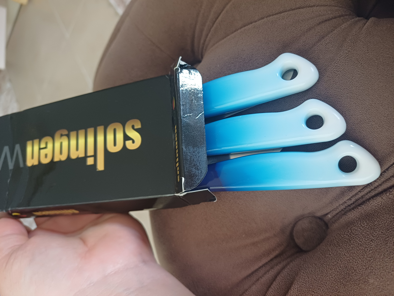 Solingen Meyve Sebze Bıçağı Ebruli Lacivert-Beyaz 6'lı
