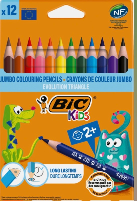 Bic Evolution Üçgen jumbo Boya Kalemi 12 Renk 1632