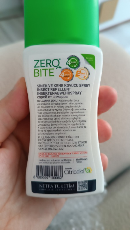 ZERO BITE Sivrisinek Karasinek ve Kene Kovucu Sprey 100 ml