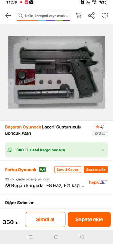 Başaran Oyuncak Lazerli Susturuculu Boncuk Atan