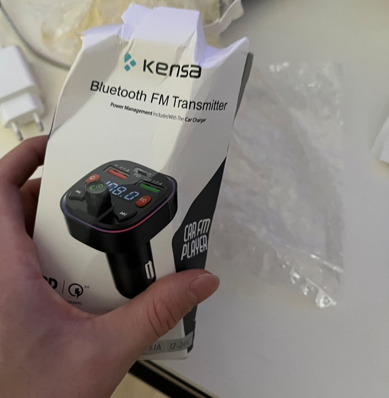 Kensa Bluetooth Araç Çakmaklık FM Transmitter | 48W PD Hızlı Şarj | Çift Mikrofon | Araç Şarj Cihazı