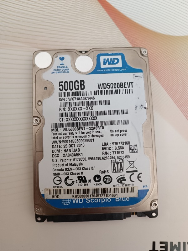 WD Güvenlik Disk 500 GB HDD