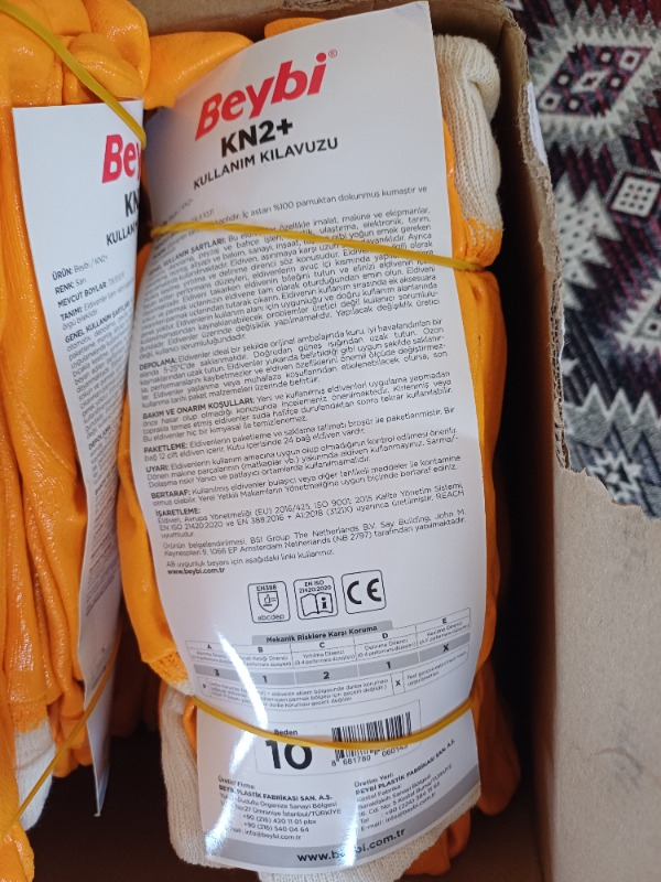 Beybi Pamuk Nitirl PMK KN2 10 Beden  Eldiven 12li Paket EN388 (3121X)