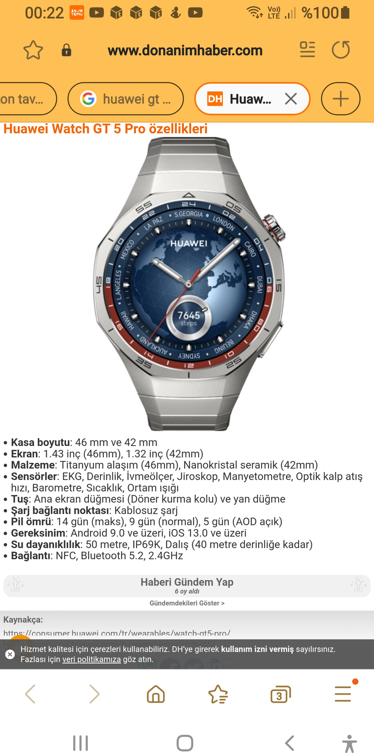Huawei Watch GT 5 Pro 46MM Titanyum