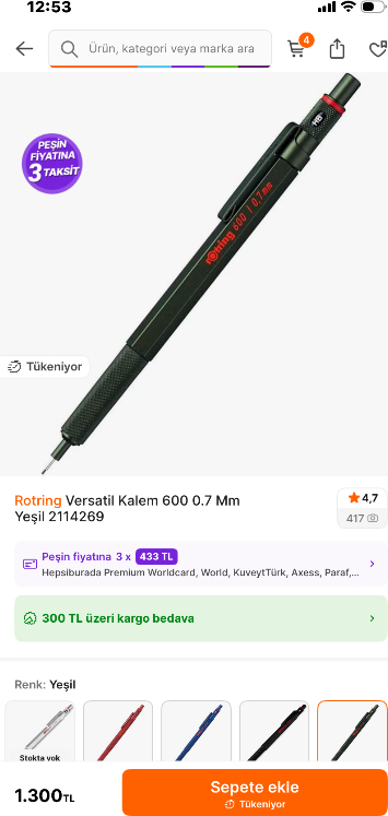 Rotring Versatil Kalem 600 0.7 Mm Yeşil 2114269