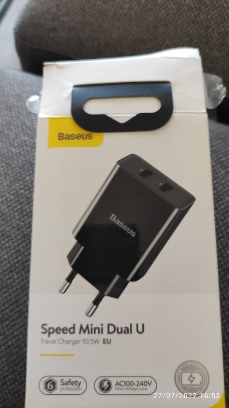 Baseus Speed Mini Dual Seyahat Şarjı 10.5W-Siyah CCFS-R01