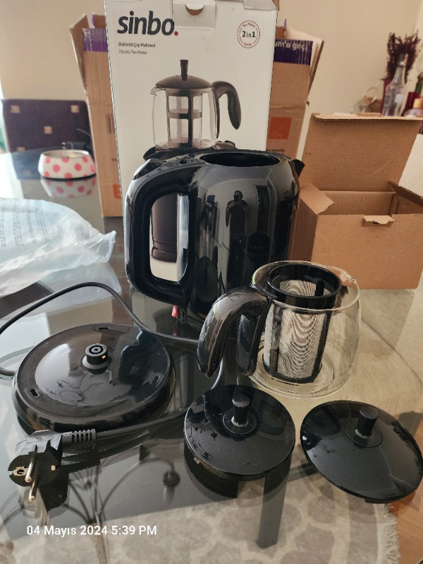 Sinbo STM-5840 Elektrikli Çay Seti Cam Demlikli