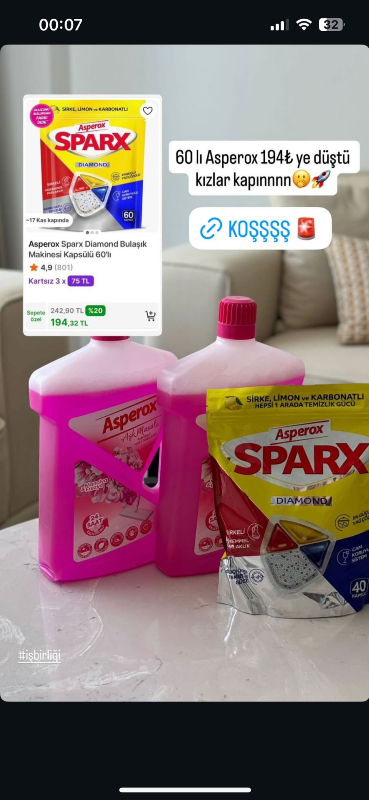 Asperox Sparx  Bulaşık Makinesi Kapsülü 40'lı
