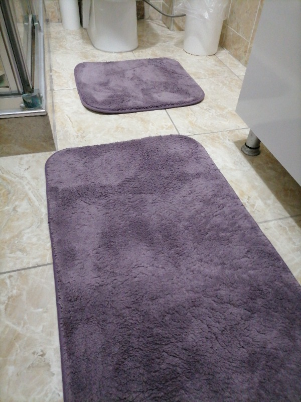 Madame Coco Carol 2'li Banyo Paspası - Koyu Mürdüm - 50 x 80 + 45 x 50 cm
