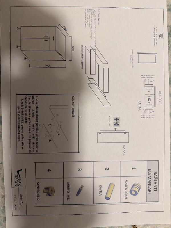 BMD Set Altı Ocak Dolabı Beyaz En:60 cm Derinlik: 58 cm Yükseklik:85 cm