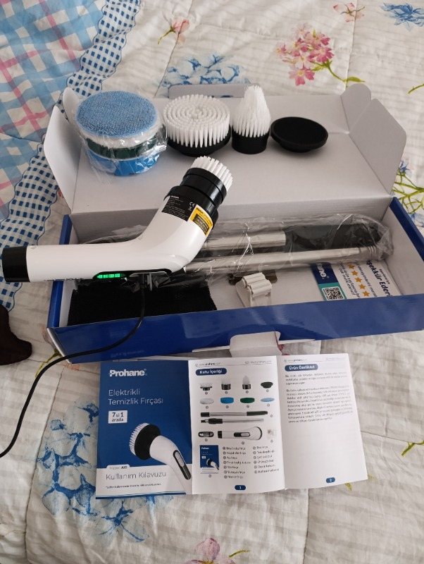 Prohane Şarjlı Ve Elektrikli Temizlik Fırçası | 7 Başlık Dahil | Mutfak, Banyo, Halı Ve Diğer Yüzeyler Için