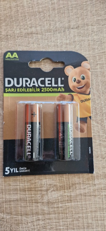 Duracell Şarj Edilebilir AA Pil (2'li Paket), 2500 mAh NiMH, önceden şarj edilmiş, 1 Numaralı En Uzun Ömürlü Şarj Edilebilir pilimiz